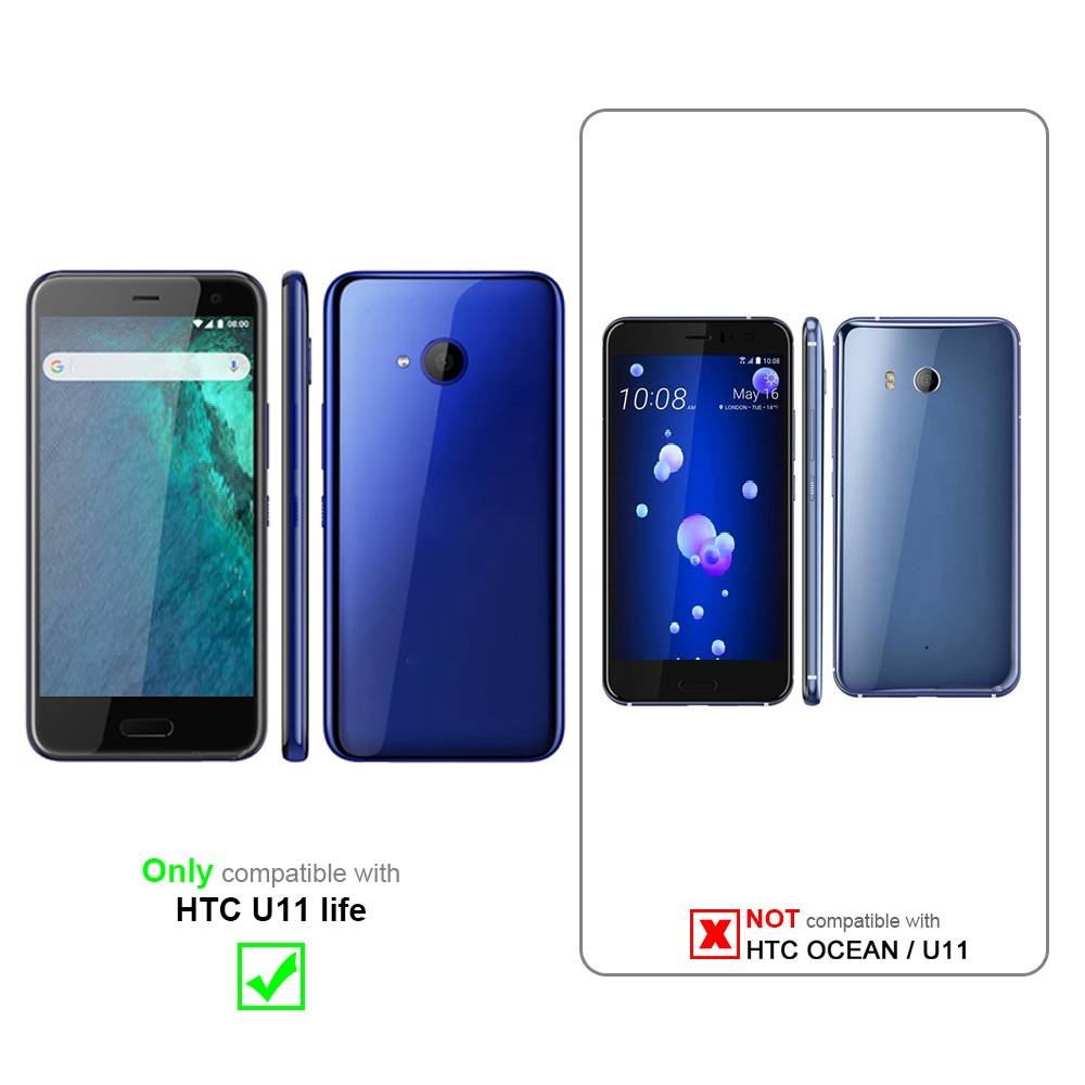 Cadorabo Hülle für HTC U11 LIFE Schutzhülle in Grau Handy Hülle Etui Book Case Cover