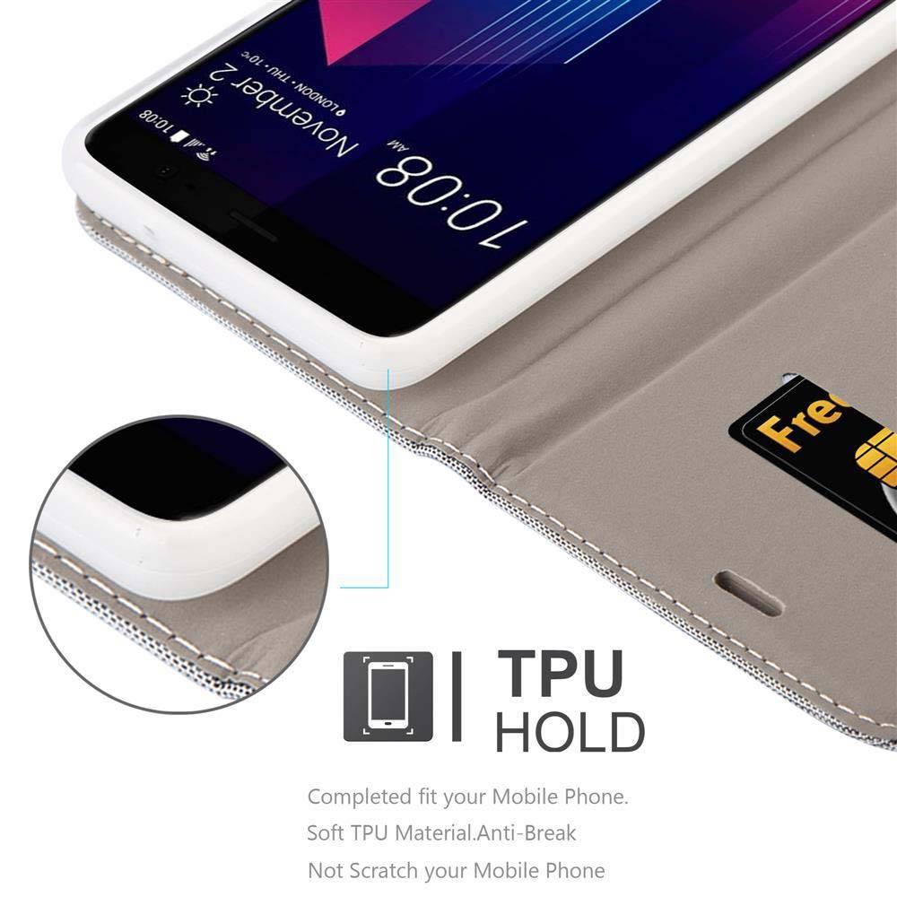 Cadorabo Hülle für HTC U11 PLUS Schutzhülle in Grau Handy Hülle Etui Book Case Cover