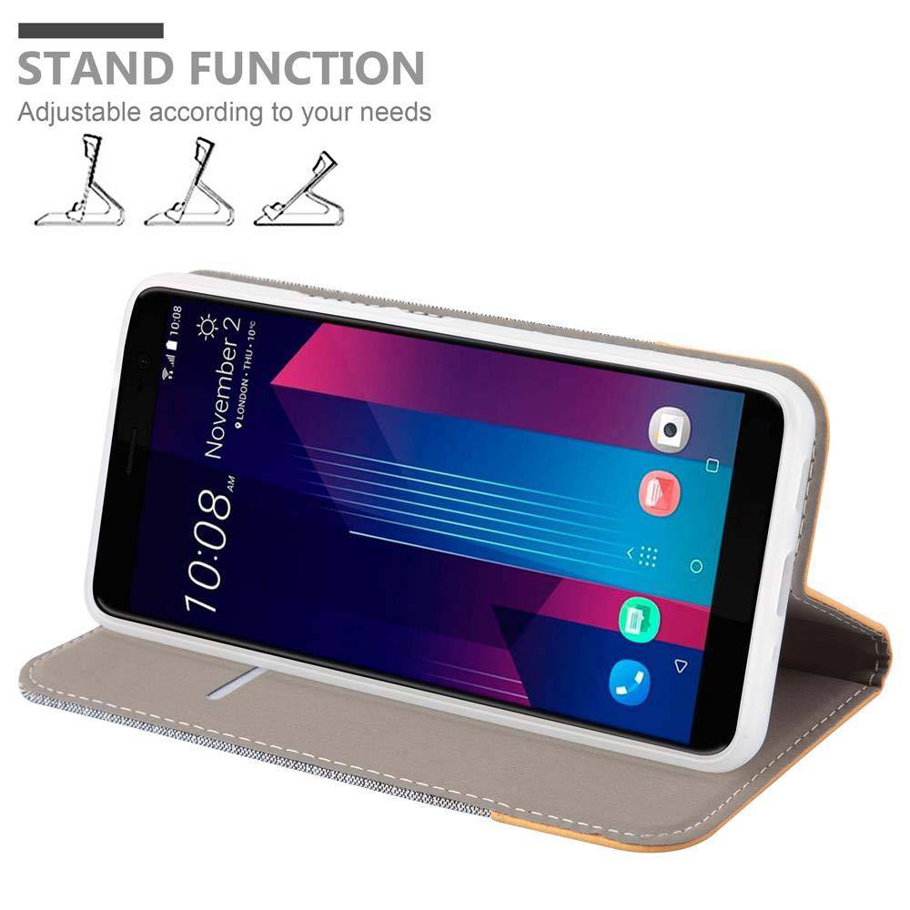 Cadorabo Hülle für HTC U11 PLUS Schutzhülle in Grau Handy Hülle Etui Book Case Cover