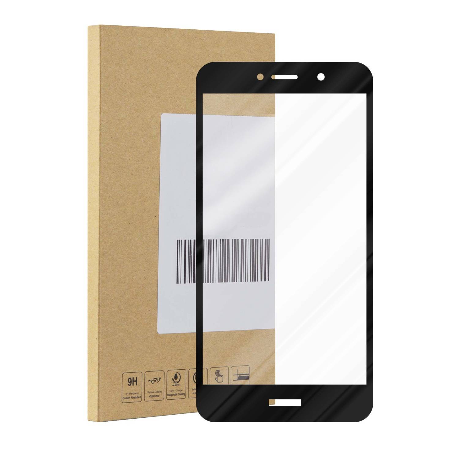 Cadorabo Panzerfolie für Huawei ENJOY 7 PLUS Schutzfolie in Schwarz Vollbild Folie Tempered Display Schutzglas