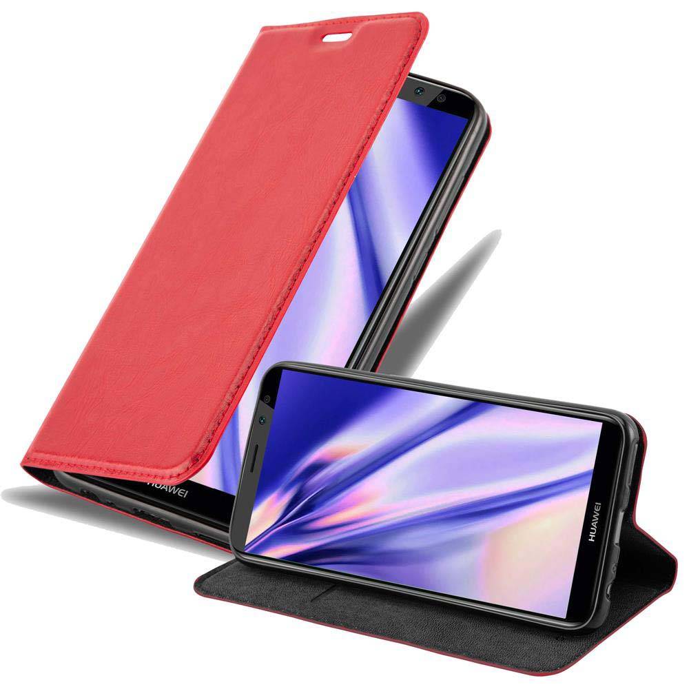 Cadorabo Hülle für Huawei MATE 10 LITE Schutz Hülle in Rot Handyhülle Etui Case Cover Magnetverschluss