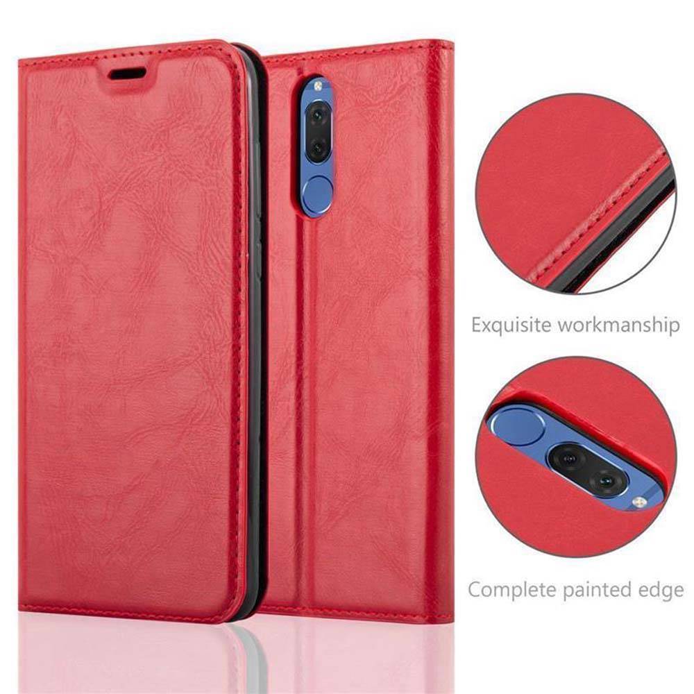 Cadorabo Hülle für Huawei MATE 10 LITE Schutz Hülle in Rot Handyhülle Etui Case Cover Magnetverschluss