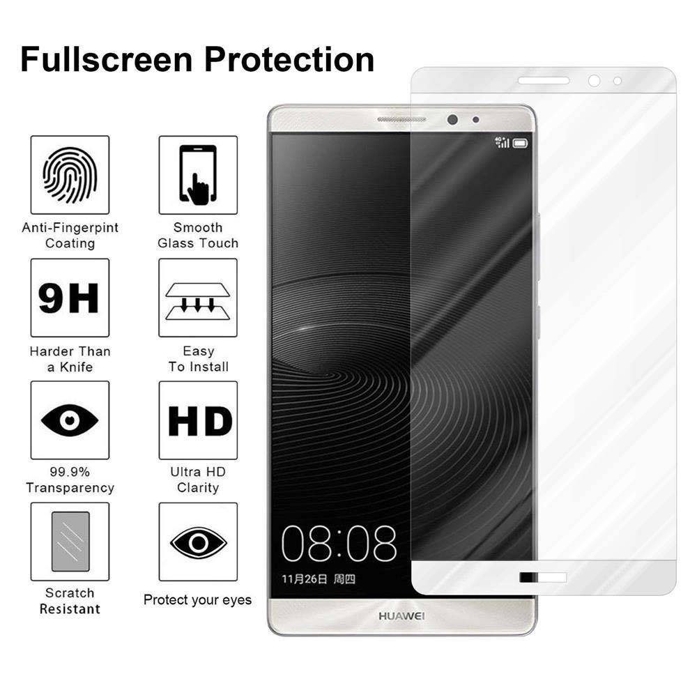 Cadorabo Panzerfolie für Huawei MATE 8 Schutzfolie in Weiß Vollbild Folie Tempered Display Schutzglas