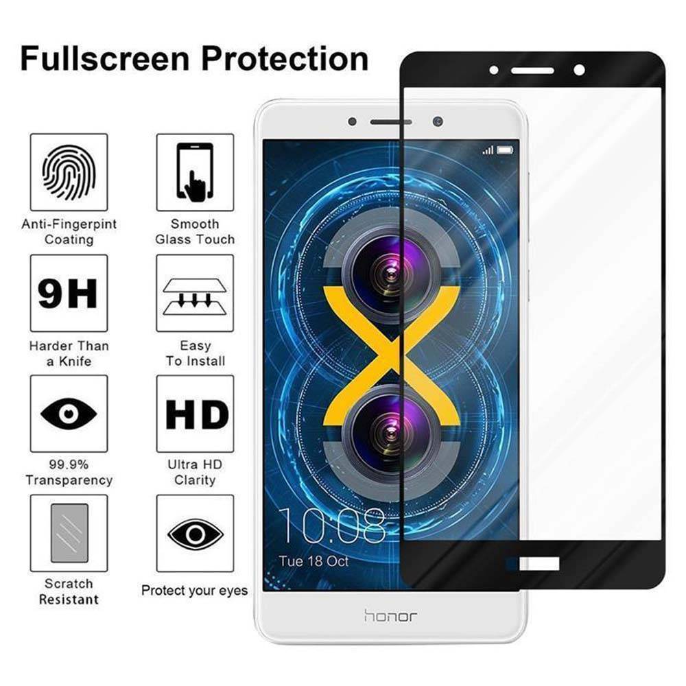 Cadorabo Panzerfolie für Huawei MATE 9 LITE / Honor 6X Schutzfolie in Schwarz Vollbild Folie Tempered Display Schutzglas