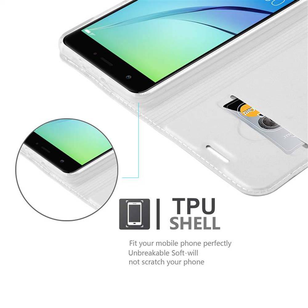 Cadorabo Handyhülle für Huawei NOVA Schutz Hülle in Silber Cover Etui Book Case Booklet
