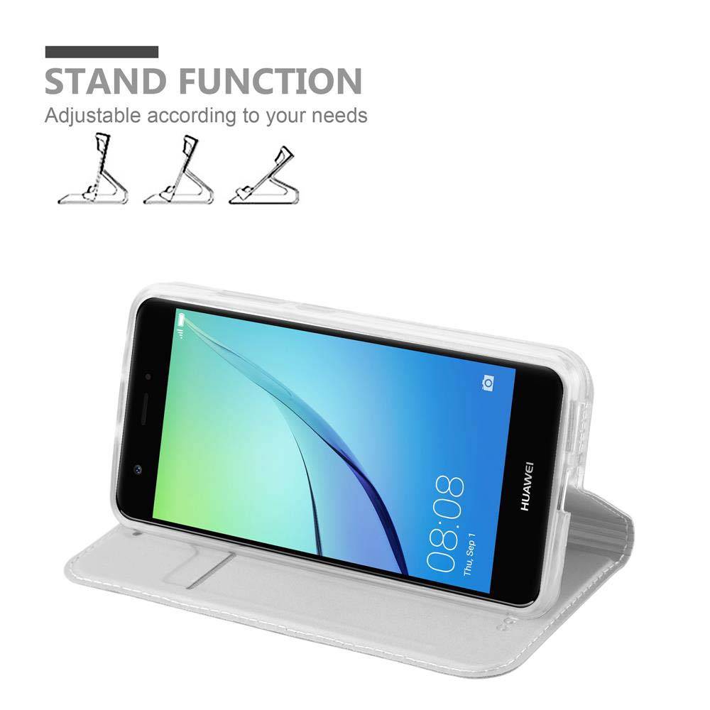 Cadorabo Handyhülle für Huawei NOVA Schutz Hülle in Silber Cover Etui Book Case Booklet
