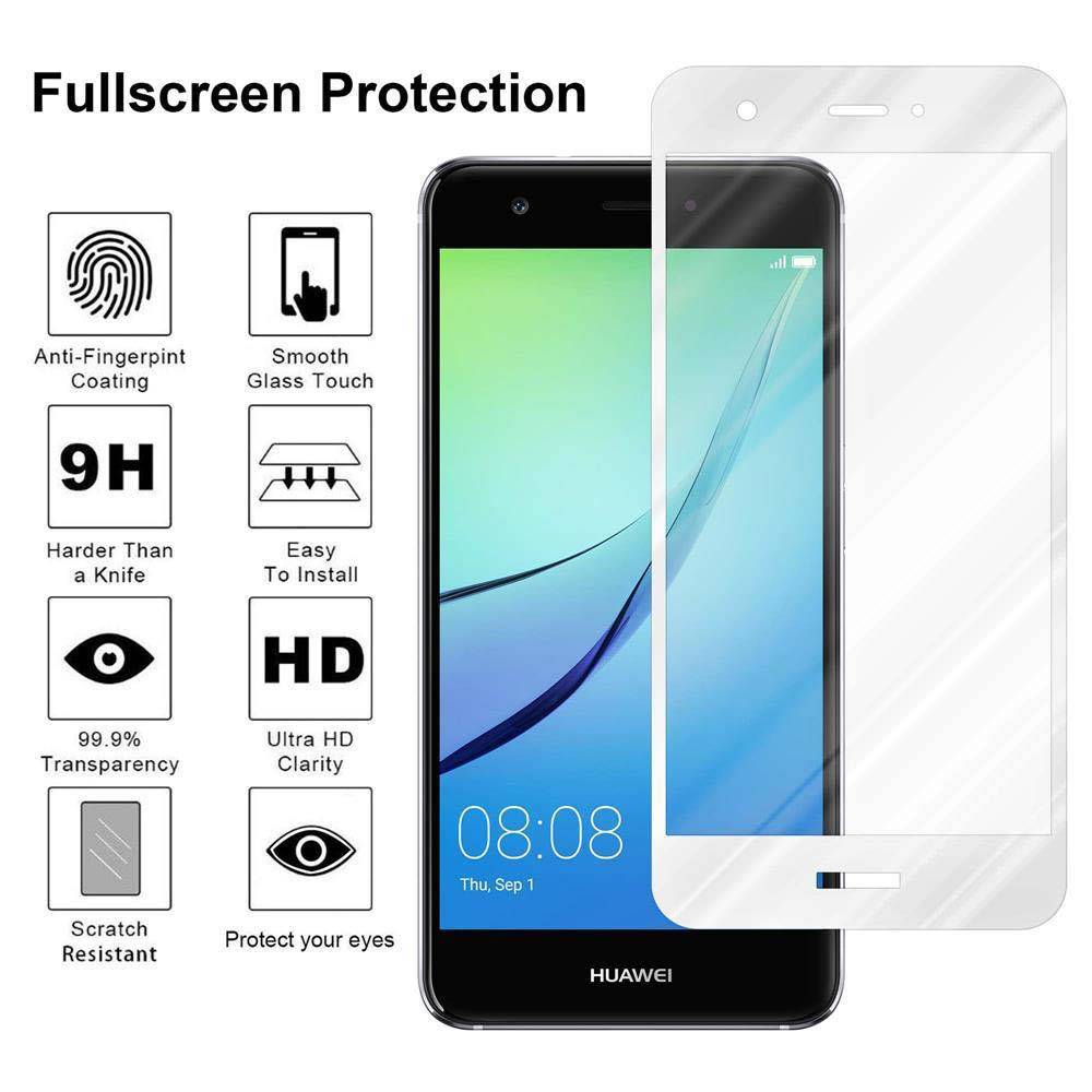 Cadorabo Panzerfolie für Huawei NOVA Schutzfolie in Weiß Vollbild Folie Tempered Display Schutzglas