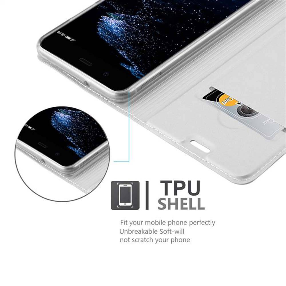 Cadorabo Handyhülle für Huawei P10 Schutz Hülle in Silber Cover Etui Book Case Booklet