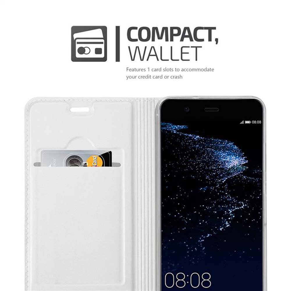 Cadorabo Handyhülle für Huawei P10 Schutz Hülle in Silber Cover Etui Book Case Booklet