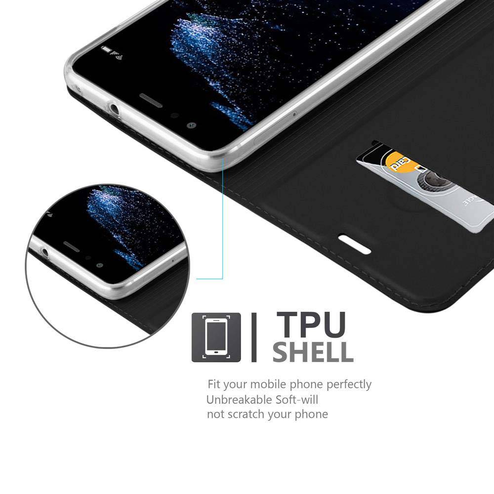 Cadorabo Handyhülle für Huawei P10 LITE Schutz Hülle in Schwarz Cover Etui Book Case Booklet