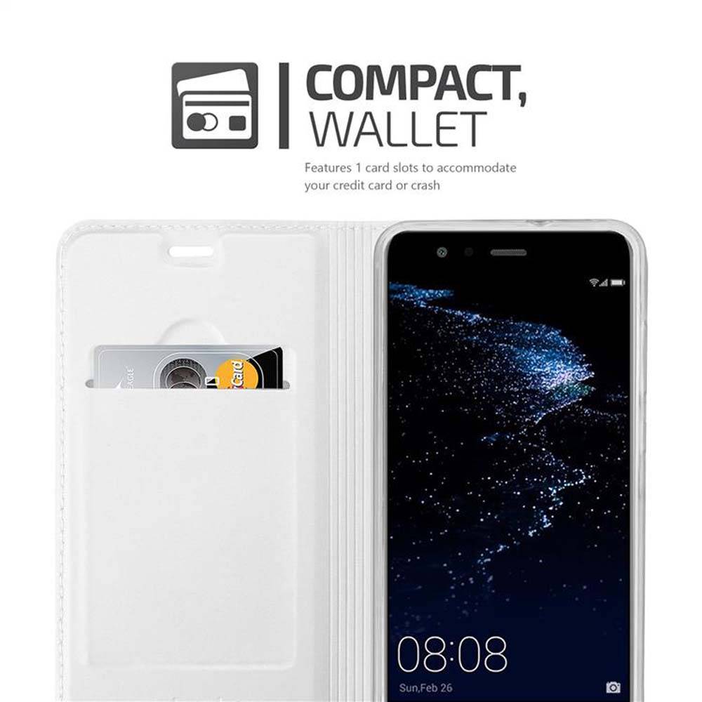 Cadorabo Handyhülle für Huawei P10 LITE Schutz Hülle in Silber Cover Etui Book Case Booklet