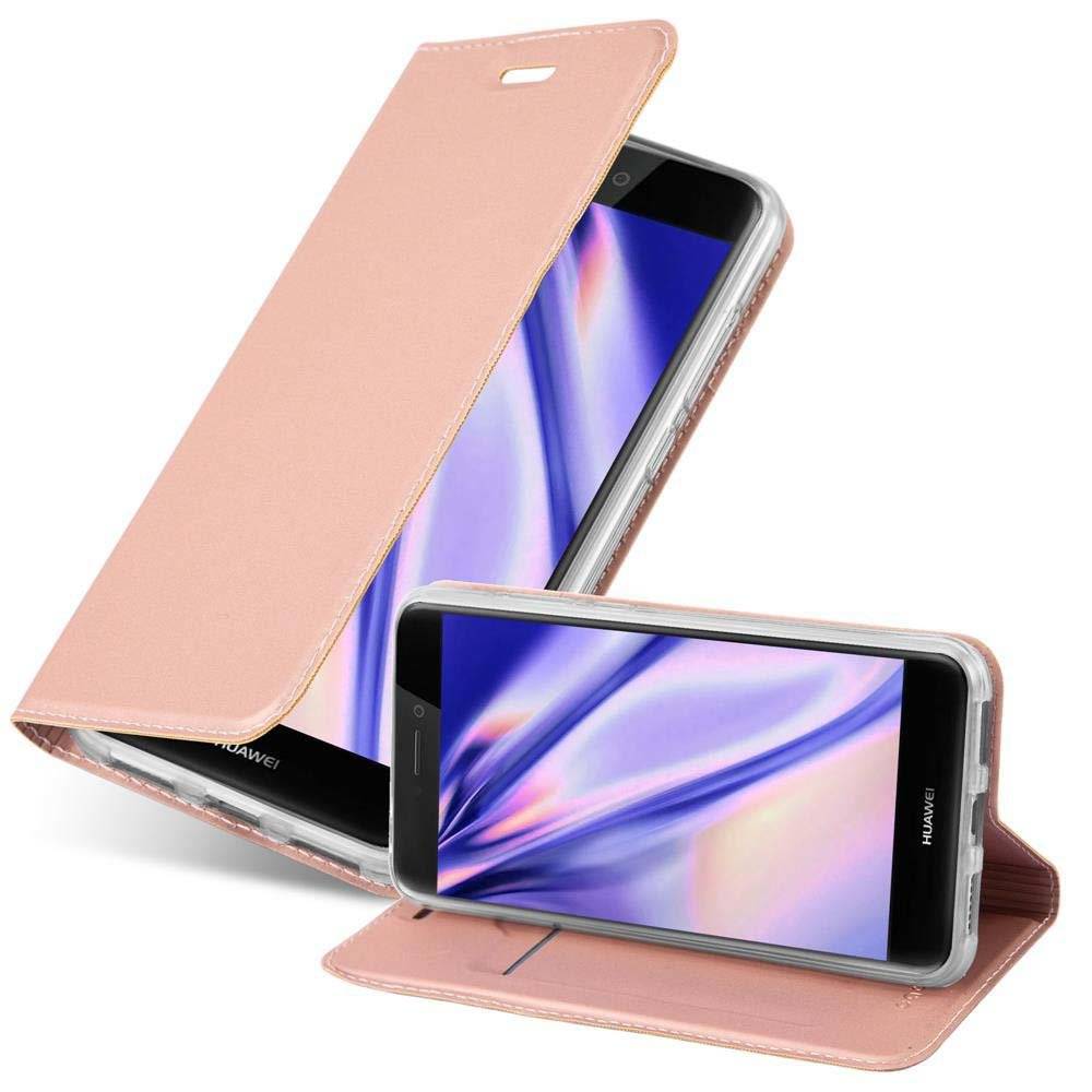 Cadorabo Handy Hülle für Huawei P8 LITE 2017 Hülle in CLASSY ROSÉ GOLD , Schutzhülle case cover mit Kartenfach, Standfunktion, Magnetverschluss i