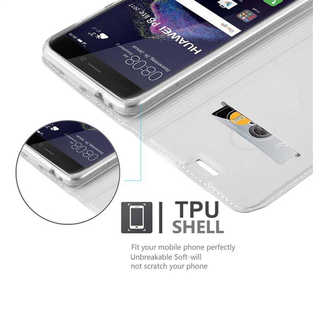 Cadorabo Handyhülle für Huawei P8 LITE 2017 / P9 LITE 2017 Schutz Hülle in Silber Cover Etui Book Case Booklet