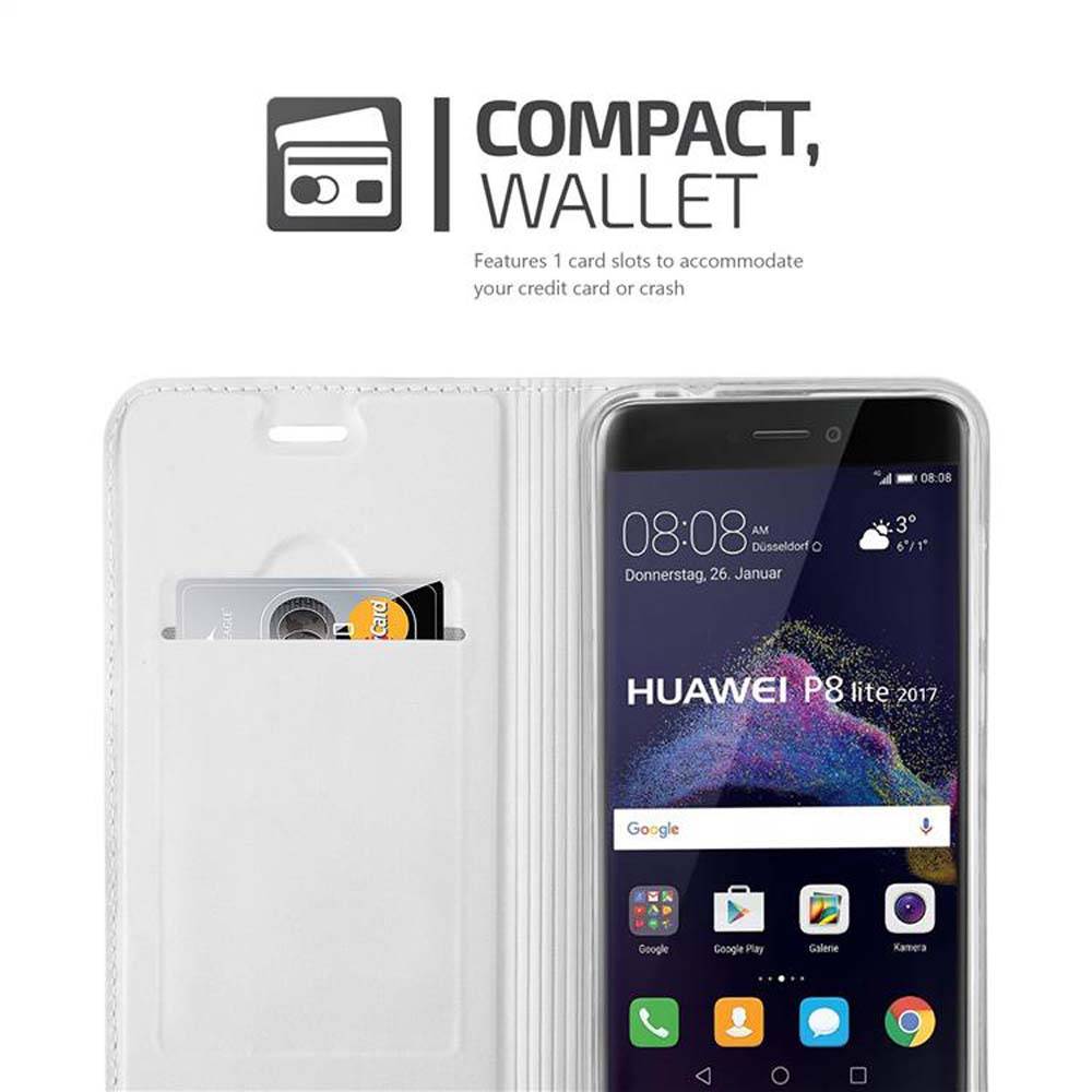 Cadorabo Handyhülle für Huawei P8 LITE 2017 / P9 LITE 2017 Schutz Hülle in Silber Cover Etui Book Case Booklet