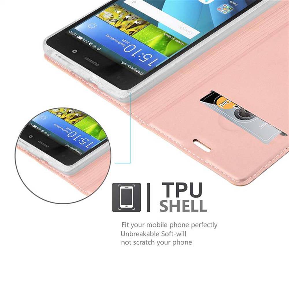 Cadorabo Handyhülle für Huawei P8 LITE 2015 Schutz Hülle in Rosa Cover Etui Book Case Booklet