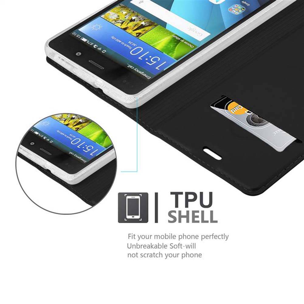 Cadorabo Handyhülle für Huawei P8 LITE 2015 Schutz Hülle in Schwarz Cover Etui Book Case Booklet