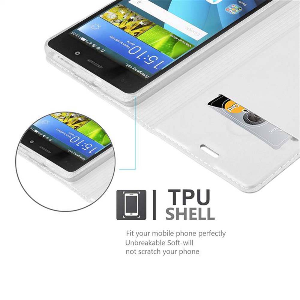 Cadorabo Handyhülle für Huawei P8 LITE 2015 Schutz Hülle in Silber Cover Etui Book Case Booklet