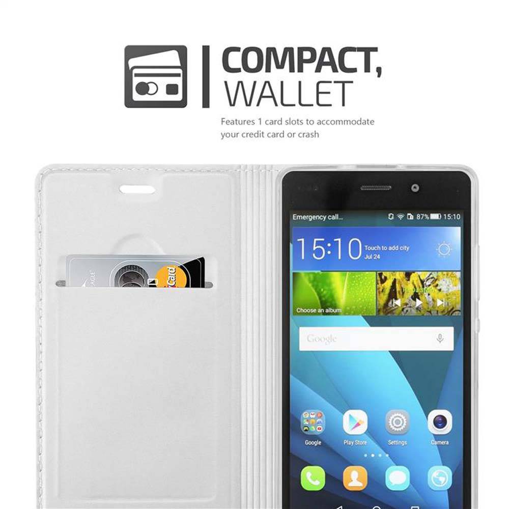 Cadorabo Handyhülle für Huawei P8 LITE 2015 Schutz Hülle in Silber Cover Etui Book Case Booklet