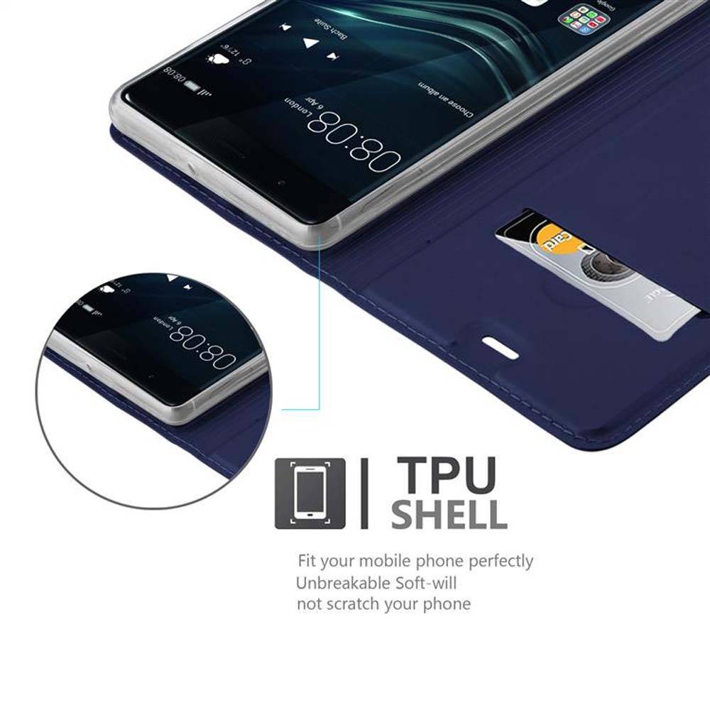 Cadorabo Handyhülle für Huawei P9 Schutz Hülle in Blau Cover Etui Book Case Booklet