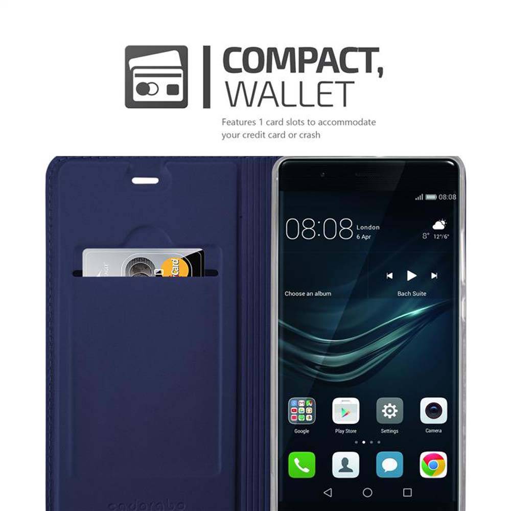 Cadorabo Handyhülle für Huawei P9 Schutz Hülle in Blau Cover Etui Book Case Booklet