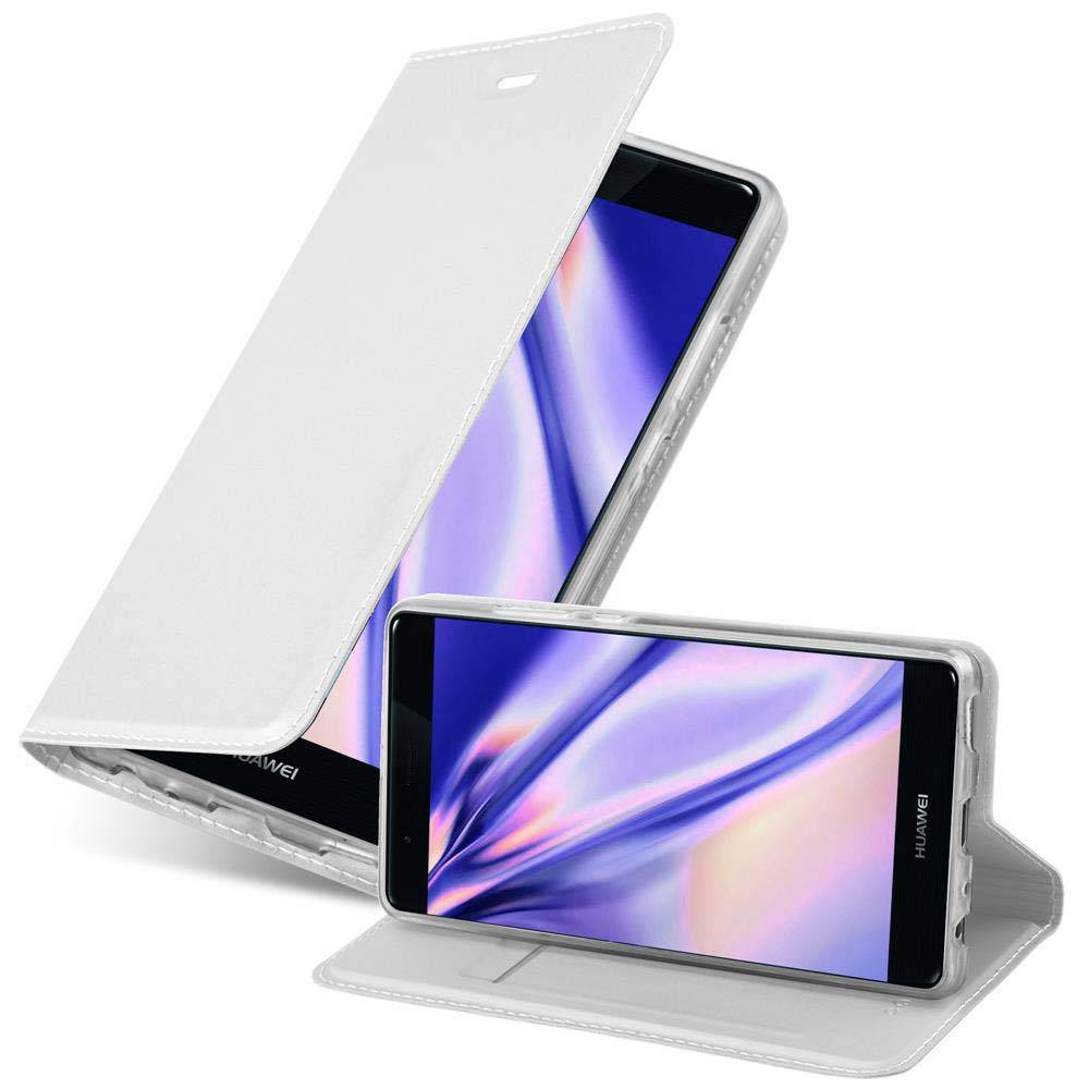 Cadorabo Handyhülle für Huawei P9 Schutz Hülle in Silber Cover Etui Book Case Booklet