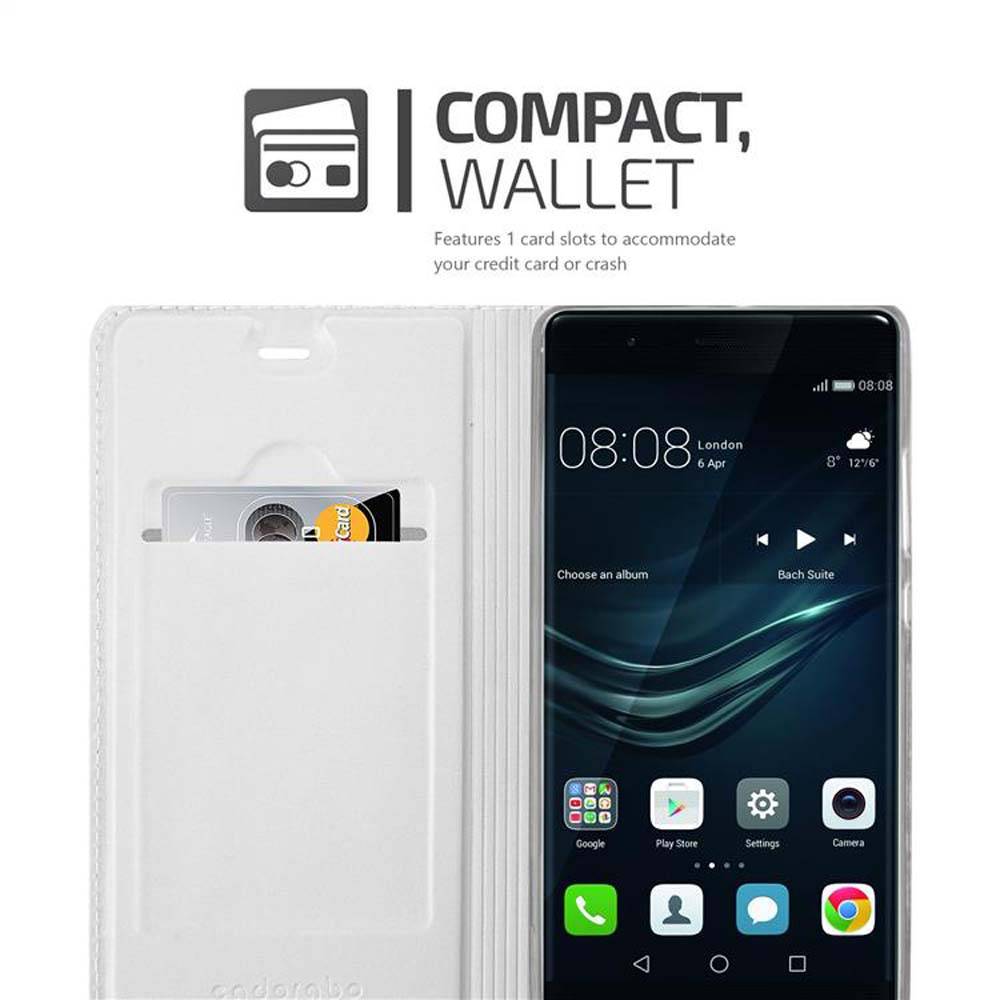 Cadorabo Handyhülle für Huawei P9 Schutz Hülle in Silber Cover Etui Book Case Booklet