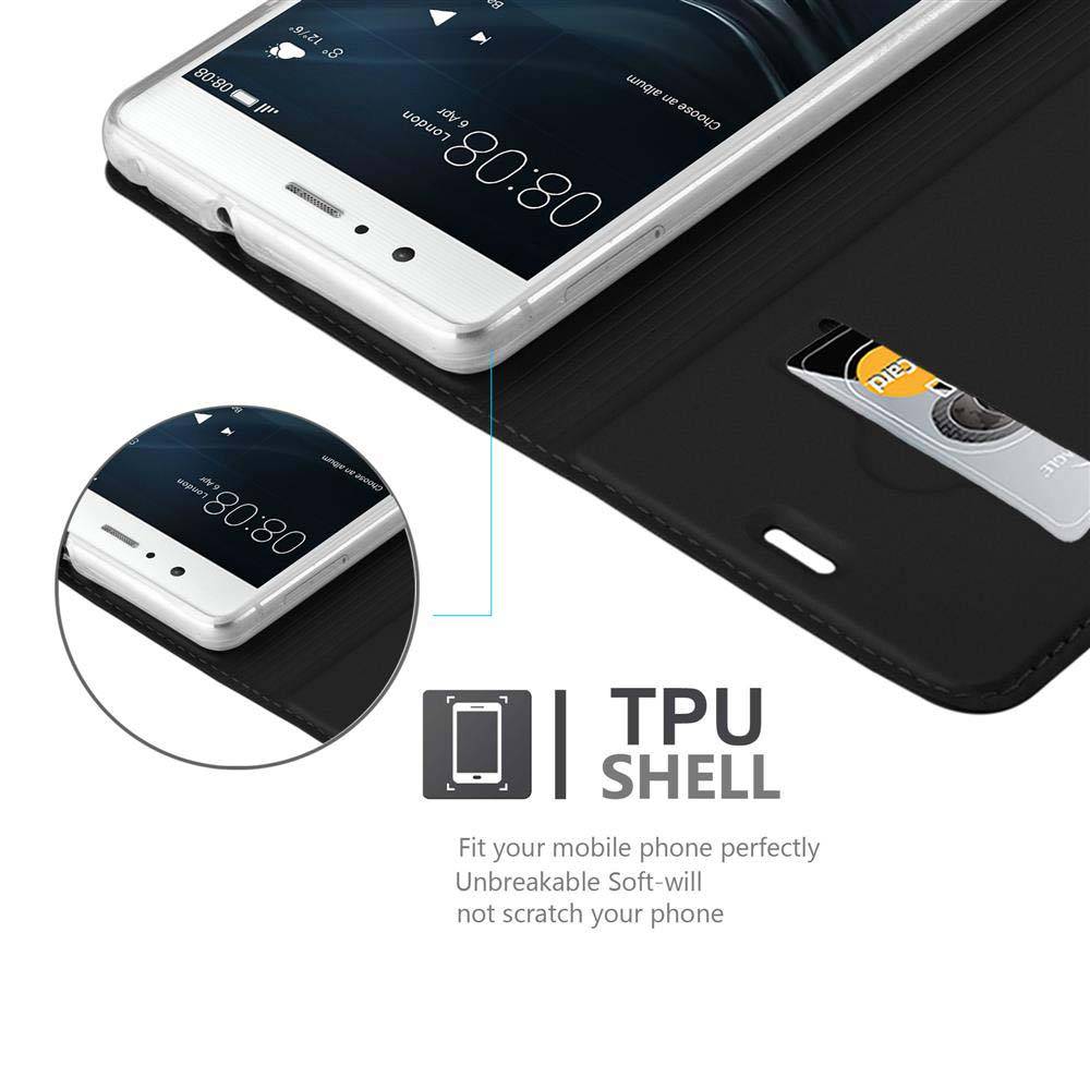 Cadorabo Handyhülle für Huawei P9 LITE 2016 / G9 LITE Schutz Hülle in Schwarz Cover Etui Book Case Booklet
