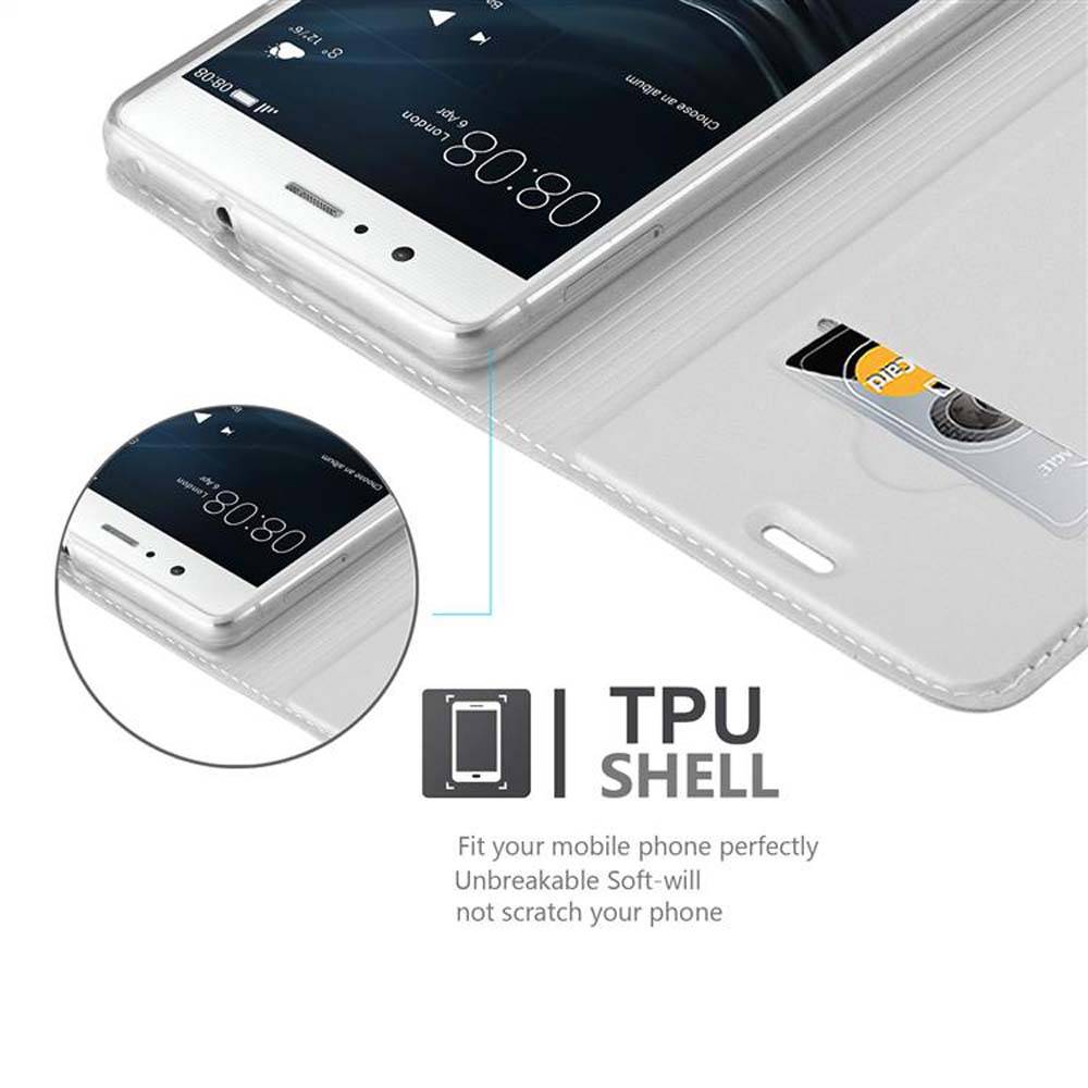 Cadorabo Handyhülle für Huawei P9 LITE 2016 / G9 LITE Schutz Hülle in Silber Cover Etui Book Case Booklet