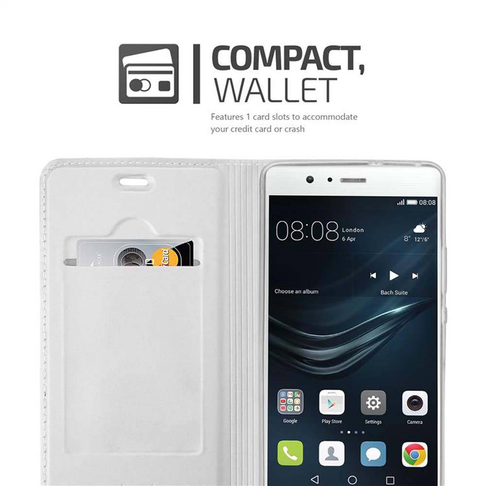 Cadorabo Handyhülle für Huawei P9 LITE 2016 / G9 LITE Schutz Hülle in Silber Cover Etui Book Case Booklet