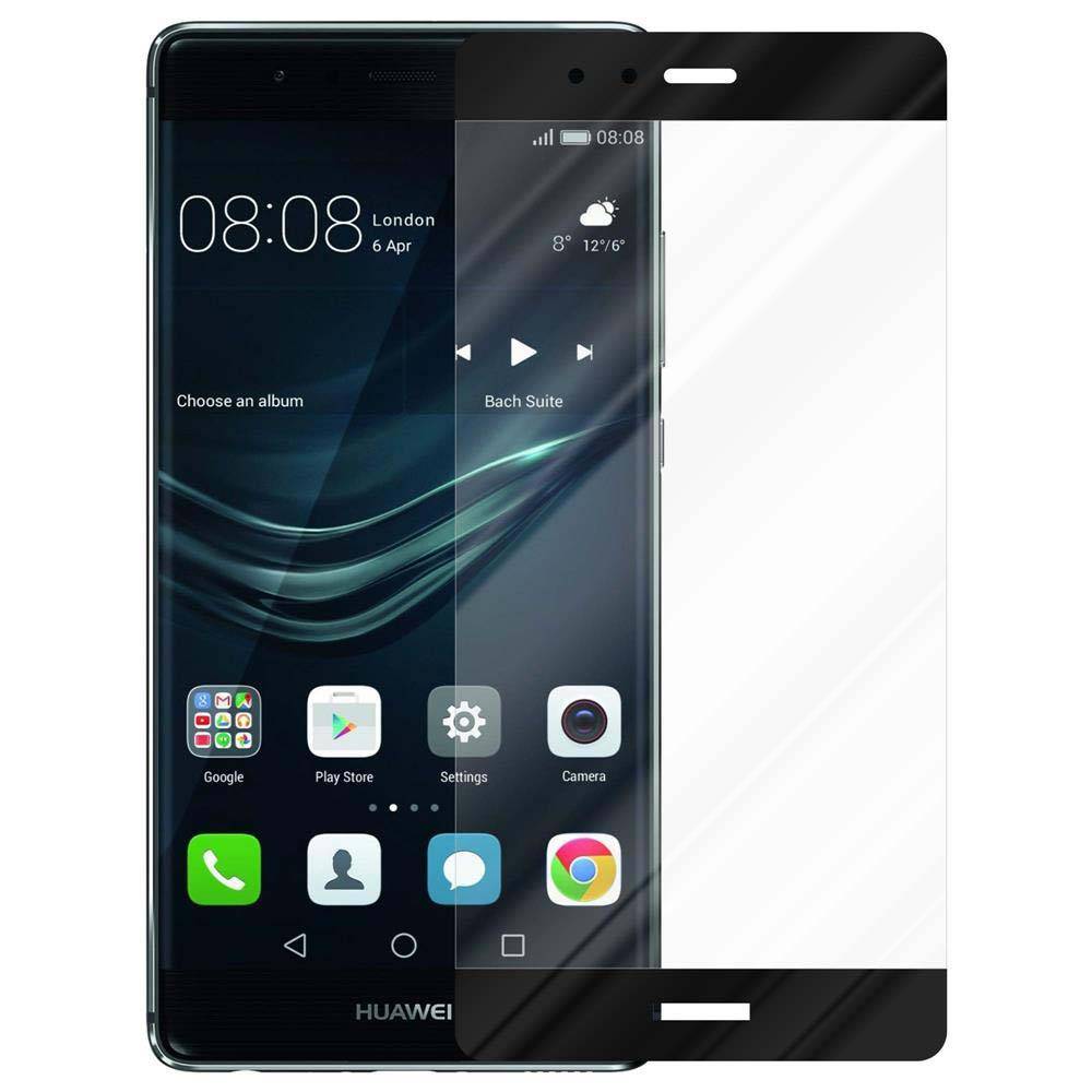 Cadorabo Panzerfolie für Huawei P9 PLUS Schutzfolie in Schwarz Vollbild Folie Tempered Display Schutzglas