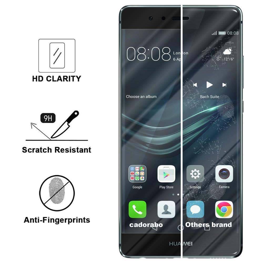 Cadorabo Panzerfolie für Huawei P9 PLUS Schutzfolie in Schwarz Vollbild Folie Tempered Display Schutzglas