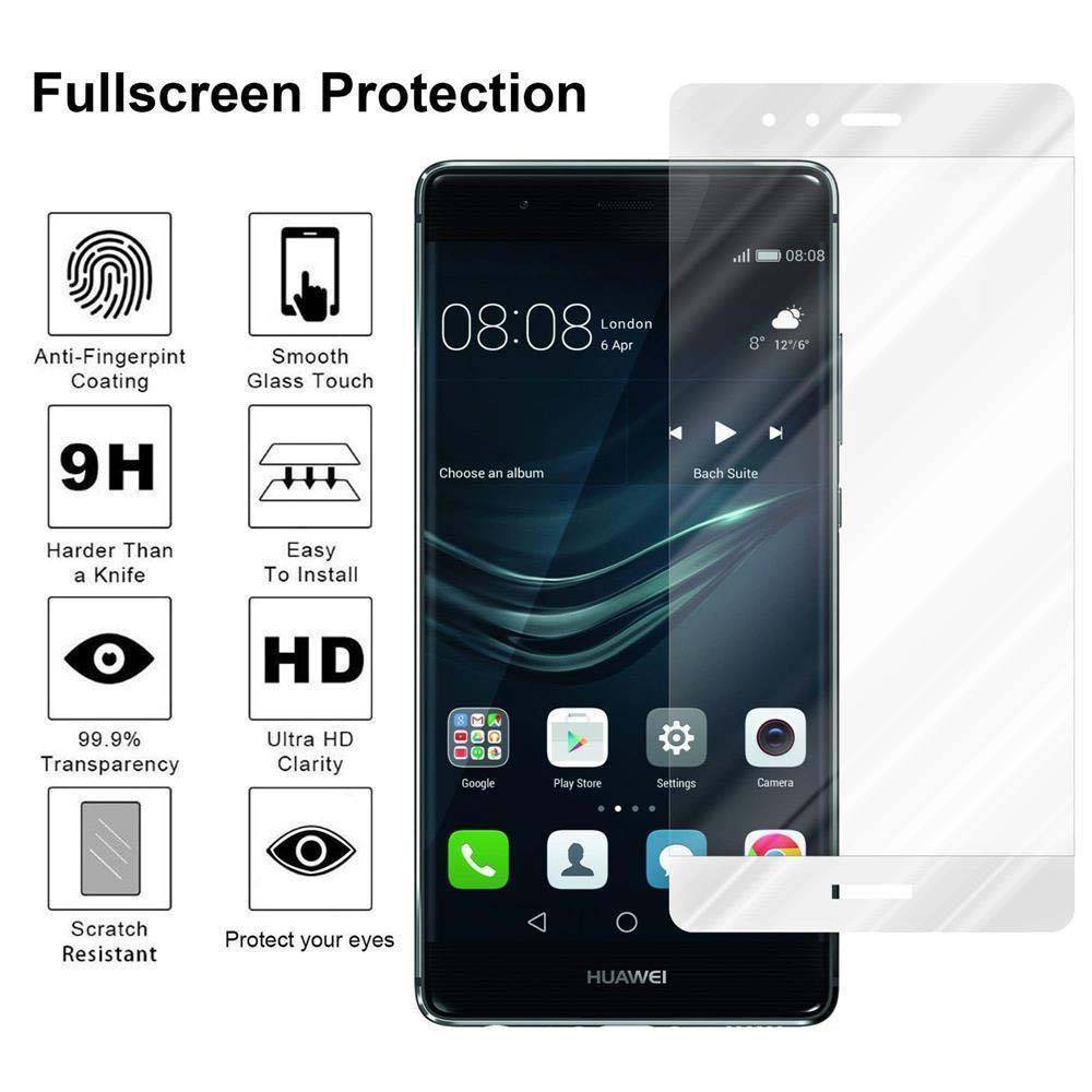 Cadorabo Panzerfolie für Huawei P9 PLUS Schutzfolie in Weiß Vollbild Folie Tempered Display Schutzglas