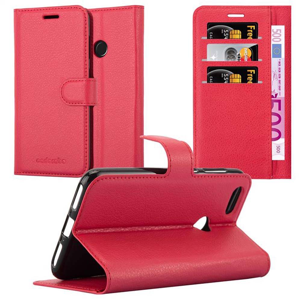 Cadorabo Hülle für Huawei Y6 PRO 2017 Schutz Hülle in Rot Handyhülle Etui Case Cover Magnetverschluss