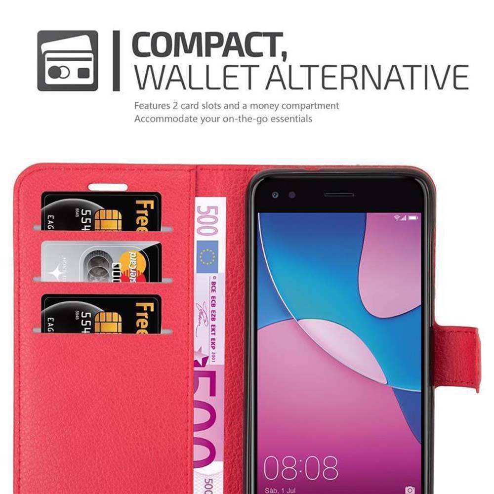 Cadorabo Hülle für Huawei Y6 PRO 2017 Schutz Hülle in Rot Handyhülle Etui Case Cover Magnetverschluss