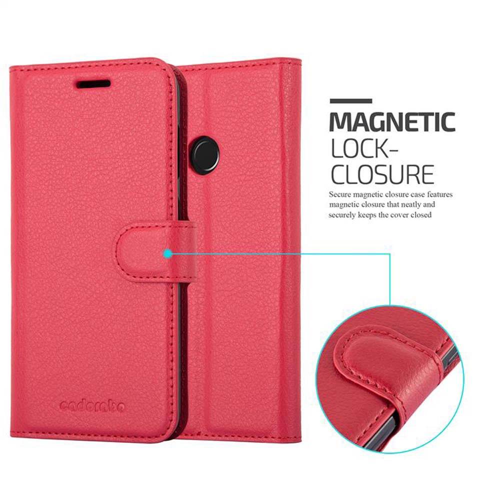 Cadorabo Hülle für Huawei Y6 PRO 2017 Schutz Hülle in Rot Handyhülle Etui Case Cover Magnetverschluss