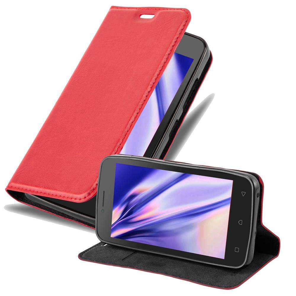 Cadorabo Hülle für Lenovo A PLUS Schutz Hülle in Rot Handyhülle Etui Case Cover Magnetverschluss