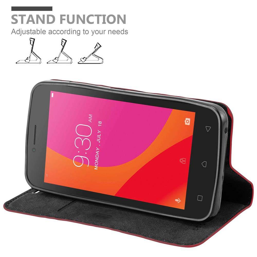 Cadorabo Hülle für Lenovo A PLUS Schutz Hülle in Rot Handyhülle Etui Case Cover Magnetverschluss