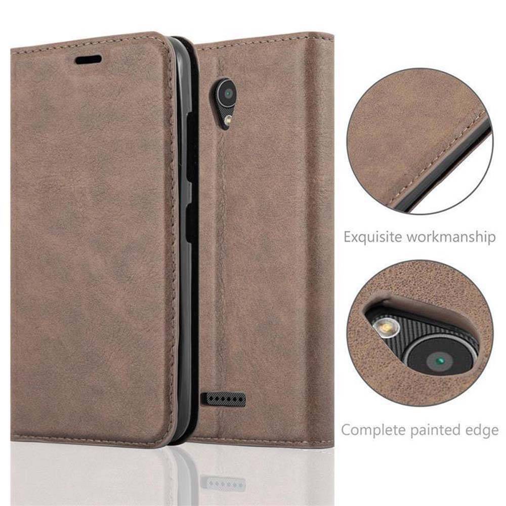 Cadorabo Hülle für Lenovo A PLUS Schutz Hülle in Braun Handyhülle Etui Case Cover Magnetverschluss