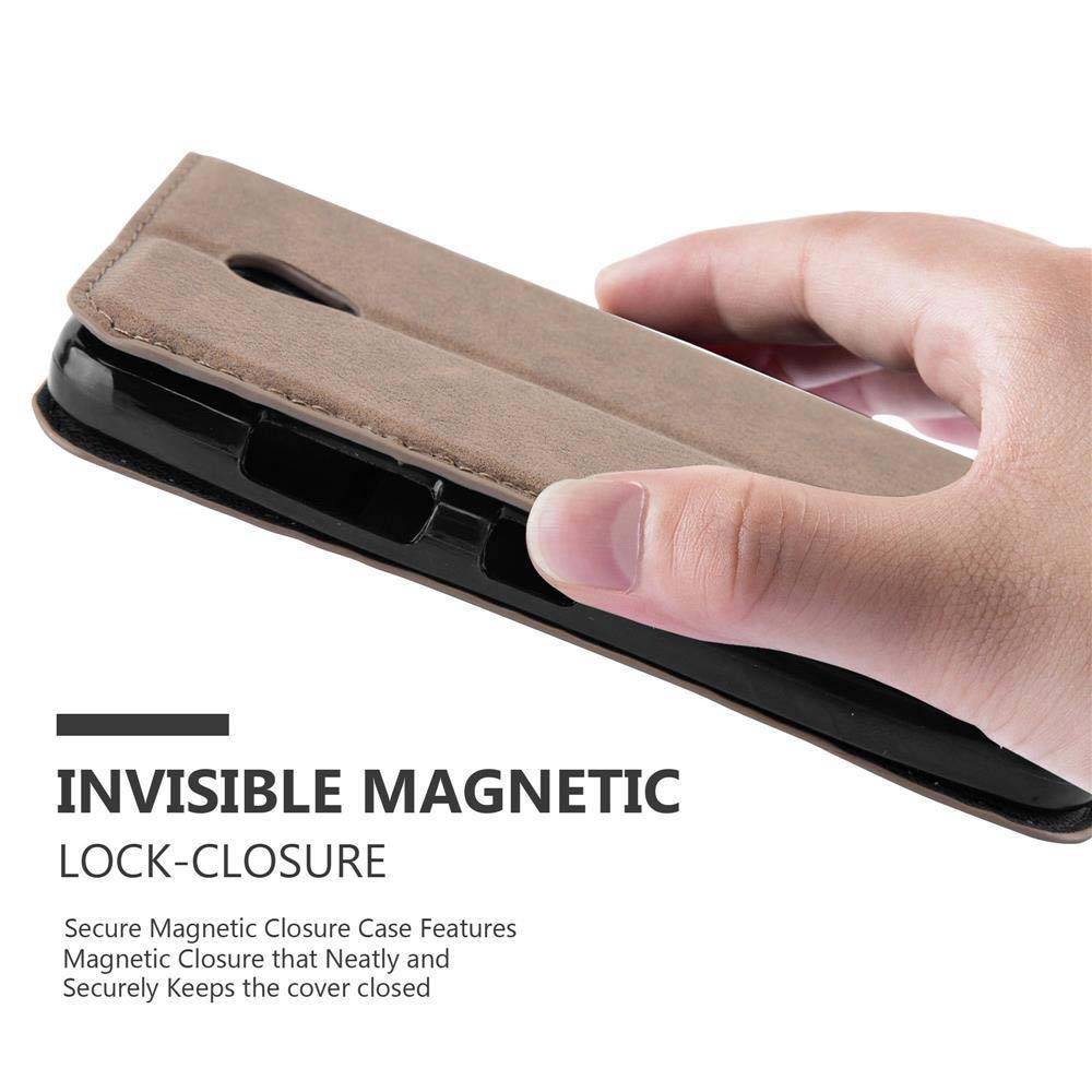 Cadorabo Hülle für Lenovo A PLUS Schutz Hülle in Braun Handyhülle Etui Case Cover Magnetverschluss