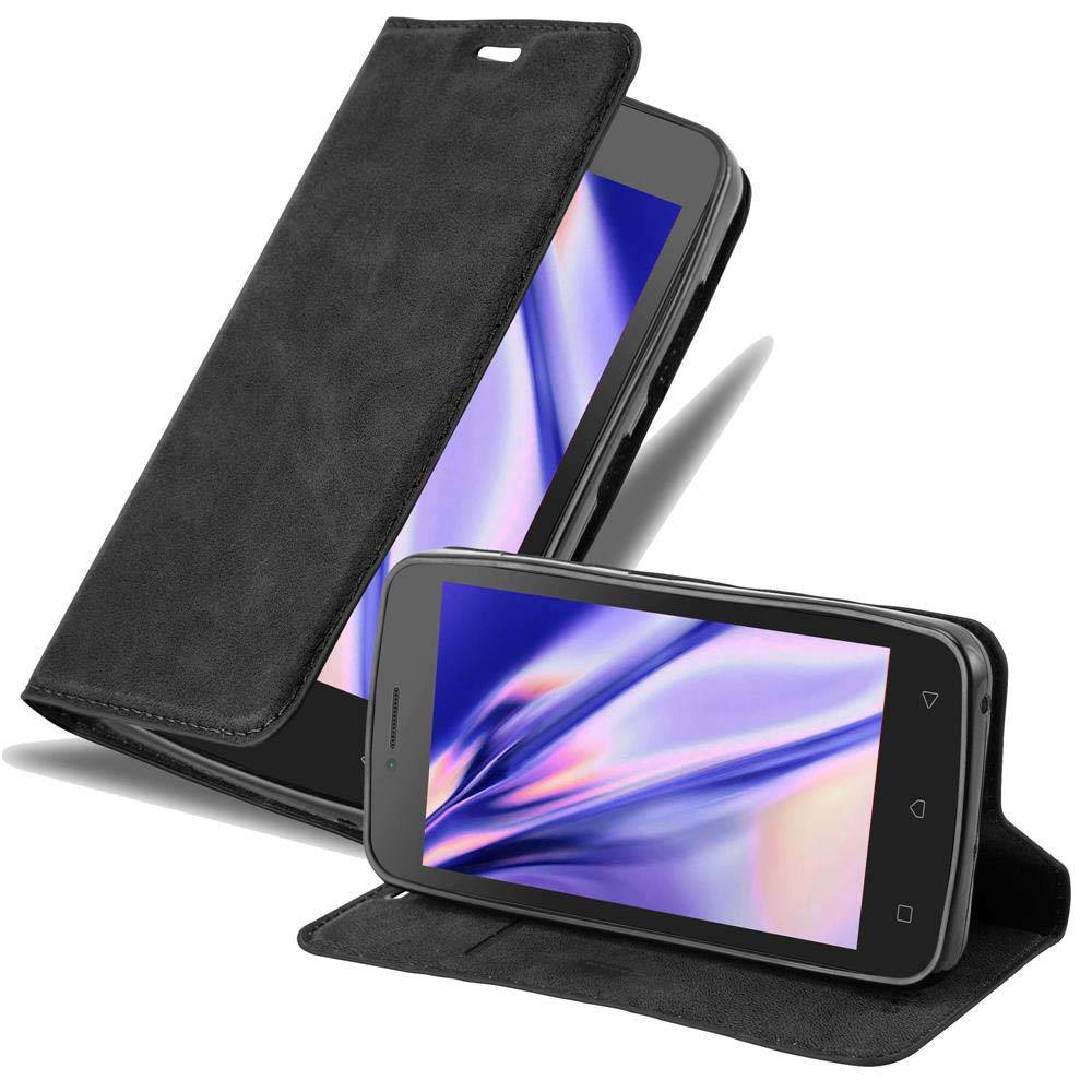 Cadorabo Hülle für Lenovo A PLUS Schutz Hülle in Schwarz Handyhülle Etui Case Cover Magnetverschluss
