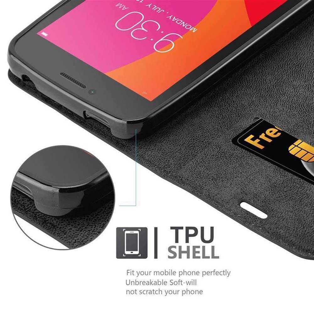Cadorabo Hülle für Lenovo A PLUS Schutz Hülle in Schwarz Handyhülle Etui Case Cover Magnetverschluss