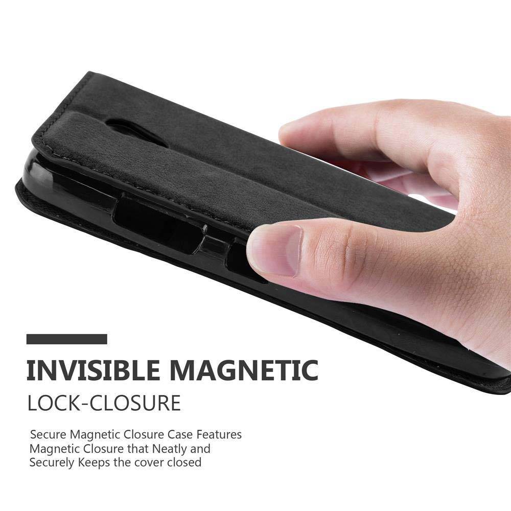 Cadorabo Hülle für Lenovo A PLUS Schutz Hülle in Schwarz Handyhülle Etui Case Cover Magnetverschluss