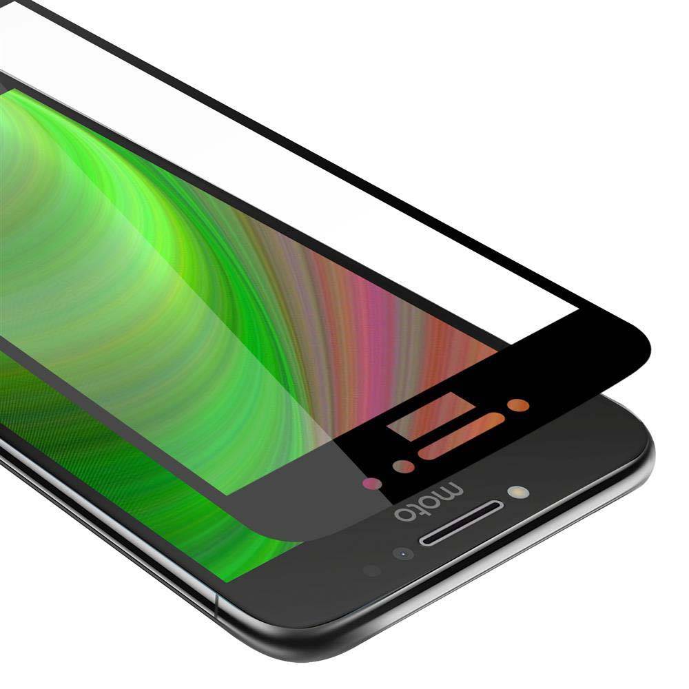 Cadorabo Panzerfolie für Motorola MOTO E4 Schutzfolie in Schwarz Vollbild Folie Tempered Display Schutzglas