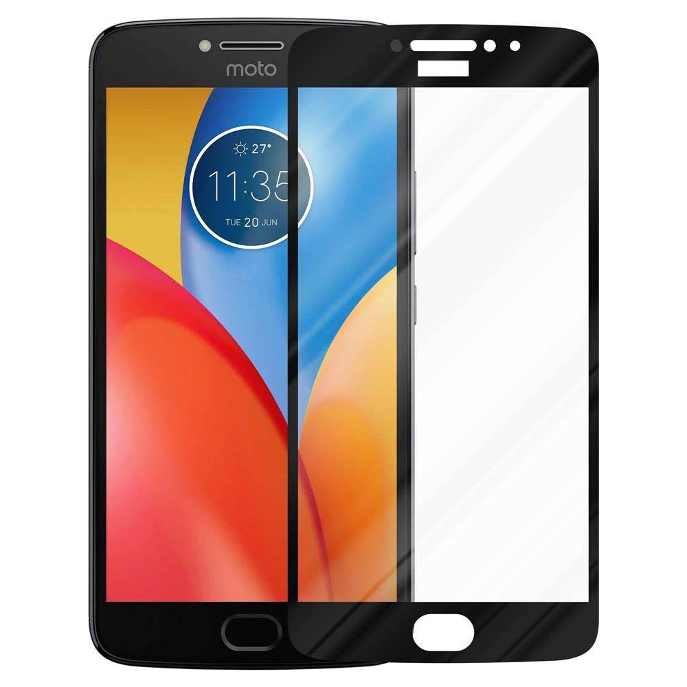 Cadorabo Panzerfolie für Motorola MOTO E4 Schutzfolie in Schwarz Vollbild Folie Tempered Display Schutzglas