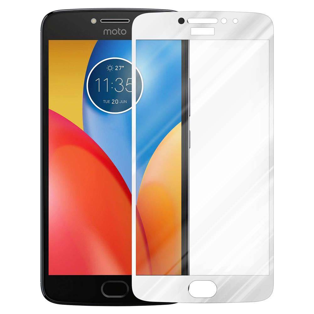 Cadorabo Panzerfolie für Motorola MOTO E4 Schutzfolie in Weiß Vollbild Folie Tempered Display Schutzglas