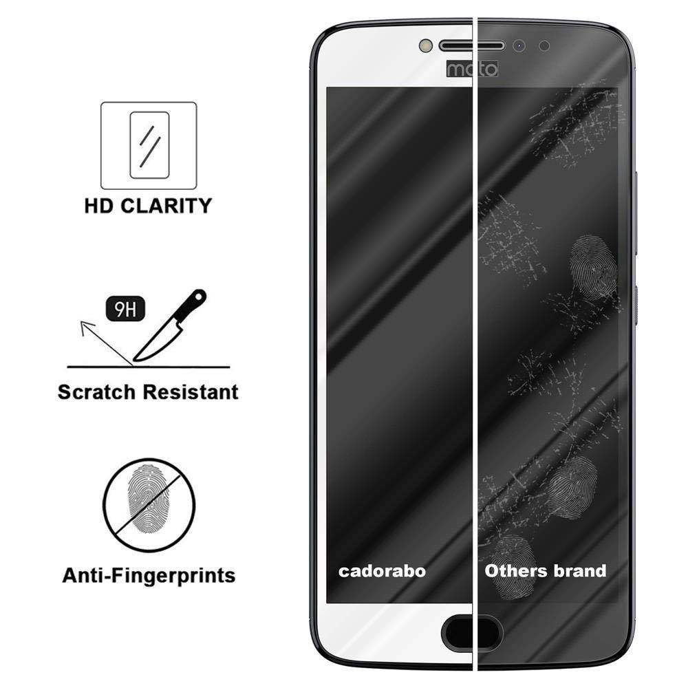 Cadorabo Panzerfolie für Motorola MOTO E4 Schutzfolie in Weiß Vollbild Folie Tempered Display Schutzglas