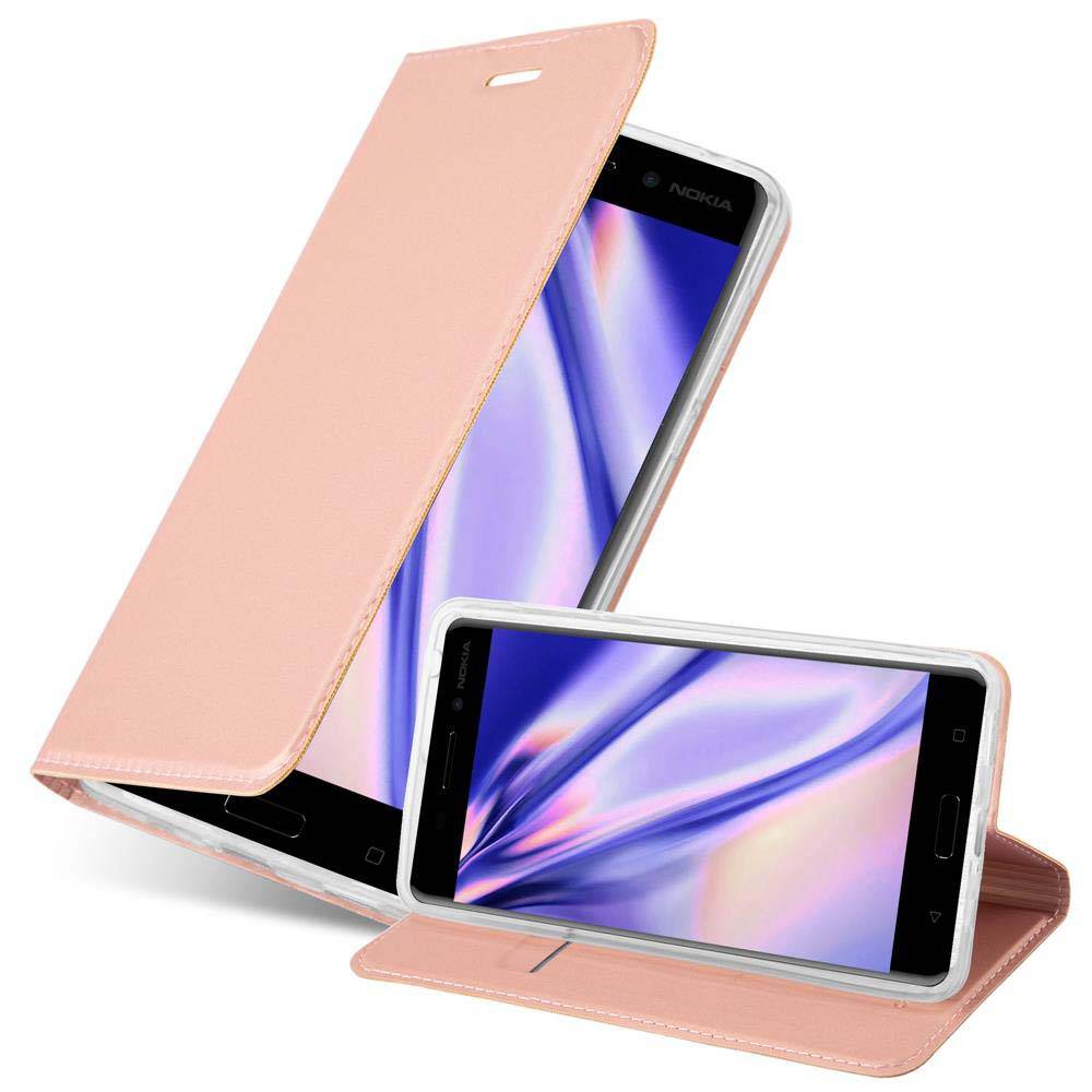 Cadorabo Handyhülle für Nokia 6 2017 Schutz Hülle in Rosa Cover Etui Book Case Booklet