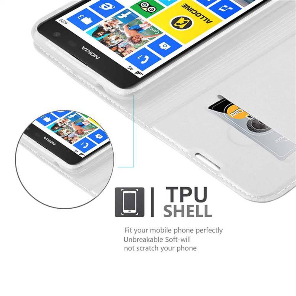 Cadorabo Handyhülle für Nokia Lumia 625 Schutz Hülle in Silber Cover Etui Book Case Booklet