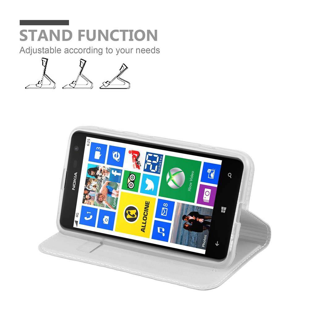 Cadorabo Handyhülle für Nokia Lumia 625 Schutz Hülle in Silber Cover Etui Book Case Booklet