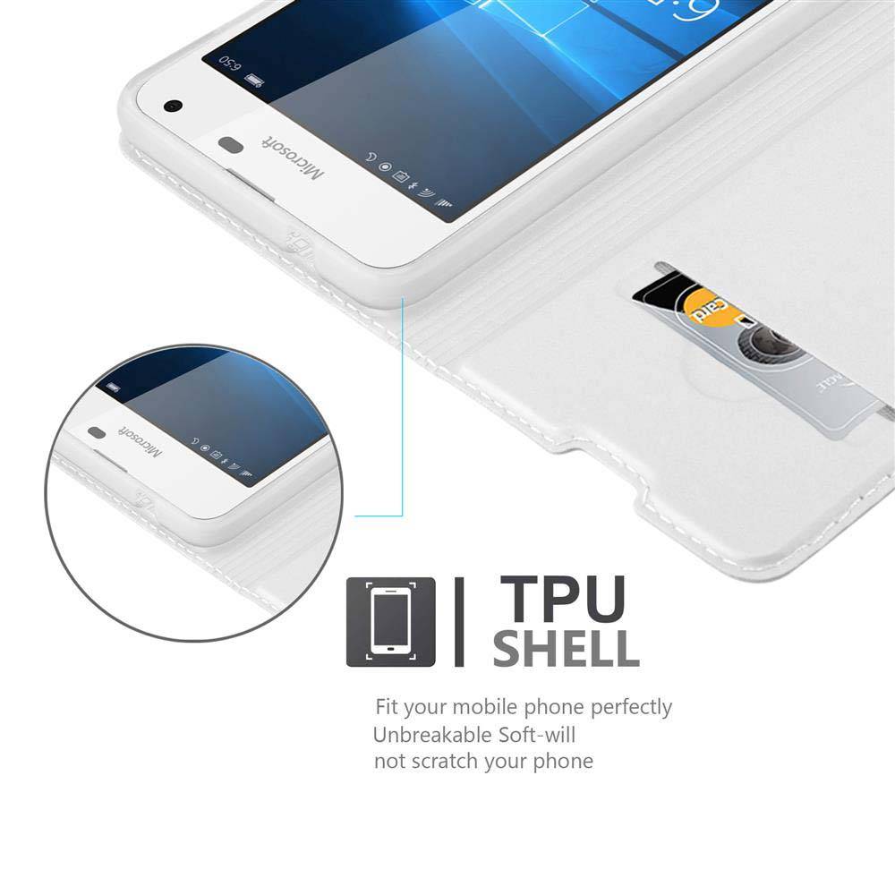 Cadorabo Handyhülle für Nokia Lumia 650 Schutz Hülle in Silber Cover Etui Book Case Booklet